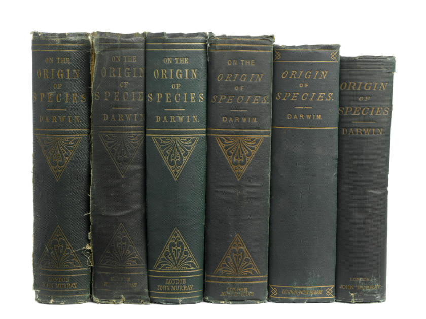 Six early editions of Darwin's On the Origin of Species